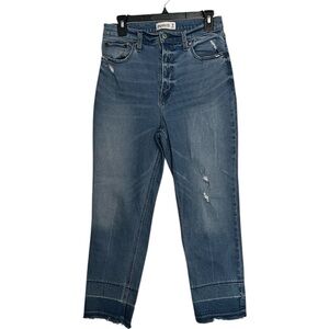 Abercrombie & Fitch Ultra High Rise Ankle Straight Blue Denim Women's 28 6R